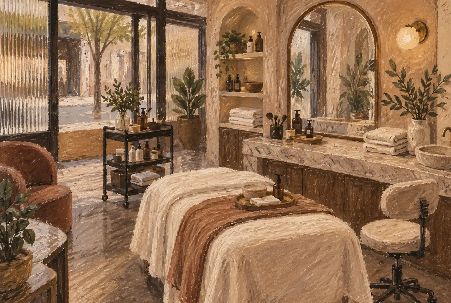 Illustration of beauty businesses and their working space